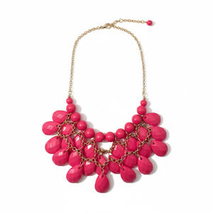 Pink Gold Tone Statement Necklace NWOT